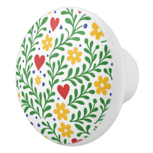 Fiesta de Amor Lustig Fette Farbige Blumen  Keramikknauf