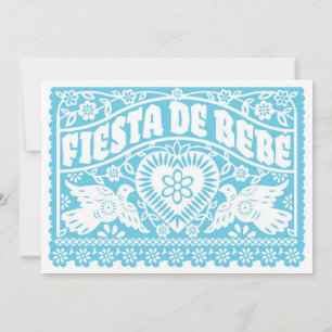 Fiesta de Bebe Blue Love Birds Baby Dusche Einladung