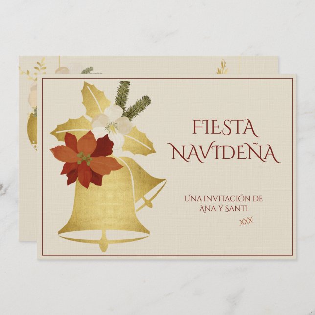 Fiesta de Navidad Elegante Decorada Einladung (Vorne/Hinten)