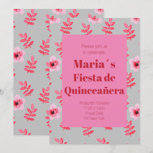 Fiesta de Quinceañera Flores Acuarela Geburtstag Einladung