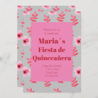 Fiesta de Quinceañera Flores Acuarela Geburtstag Einladung