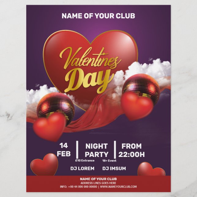 Fiesta de Valentines Red Hearts Flyer (Vorne)