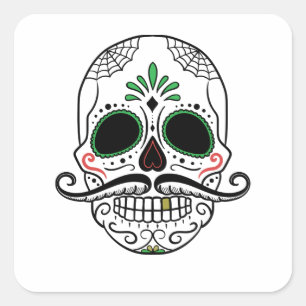 Fiesta Dia De Los Muertos Mexican Halloween Quadratischer Aufkleber