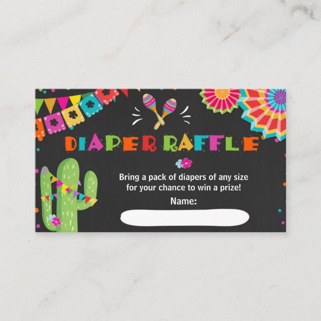 Fiesta Diaper Raffle Card Mexican Cactus Floral Begleitkarte (Vorderseite)