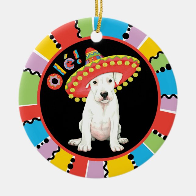 Fiesta Dogo Argentino Keramik Ornament (Vorne)