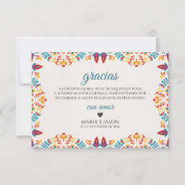 Fiesta Elegant Colorful Floral Spanish Wedding Dankeskarte
