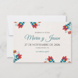 Fiesta Elegant Colorful Floral Spanish Wedding Save The Date