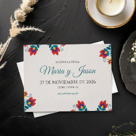Fiesta Elegant Colorful Floral Spanish Wedding Save The Date