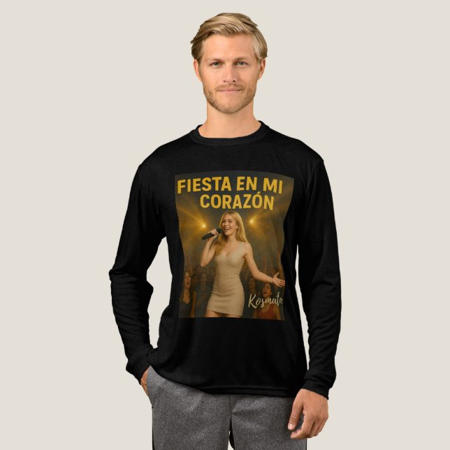 Fiesta en mi corazón - Langarmshirt Herren Tri-Blend Shirt (Volle Vorderseite)
