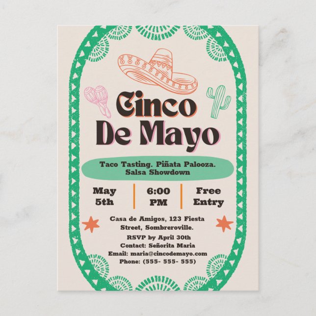 Fiesta Fantástica: Cinco de Mayo Celebration Postkarte (Vorderseite)