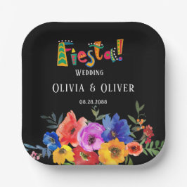 Fiesta farbenfrohe Hochzeit der Wasserfarben Pappteller