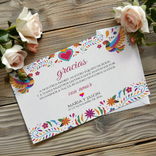 Fiesta Farbige Blumen Botanische Spanische Hochzei Dankeskarte