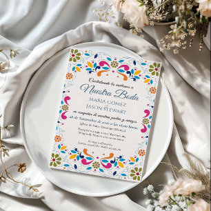 Fiesta Farbige Blumen Hochzeit Spanische Hochzeit Einladung