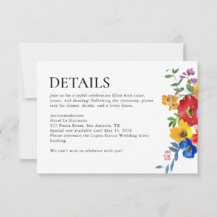 Fiesta Farbige Blumen Hochzeitdetails Mexico RSVP Karte