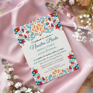 Fiesta Farbige Botanische Florale Spanische Hochze Einladung