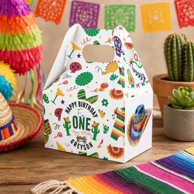 Fiesta First | 1. Geburtstag Party Geschenkschachtel (Fiesta First | 1st Birthday Party Favor Boxes)