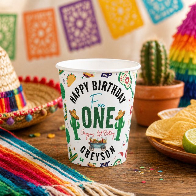 Fiesta First | 1. Geburtstag Party Pappbecher (Fiesta First | 1st Birthday Party Paper Cups)