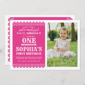 Fiesta First Birthday, Papel Picado, 1. Geburtstag Einladung