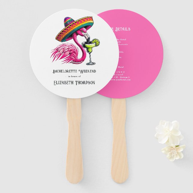 Fiesta Flamingo Bachelorette Wochenende Itinerary Fächer (Vorne und Hinten)