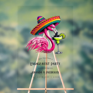 Fiesta Flamingo Sombrero Engagement Party Willkomm Acrylschild