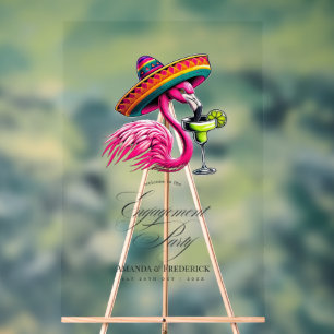 Fiesta Flamingo Sombrero Engagement Party Willkomm Acrylschild
