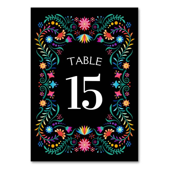 Fiesta Floral Birthday Shower Wedding Tischnummer (Vorderseite)