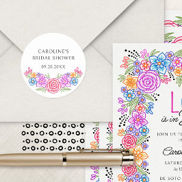 Fiesta Floral Brautparty Runder Aufkleber