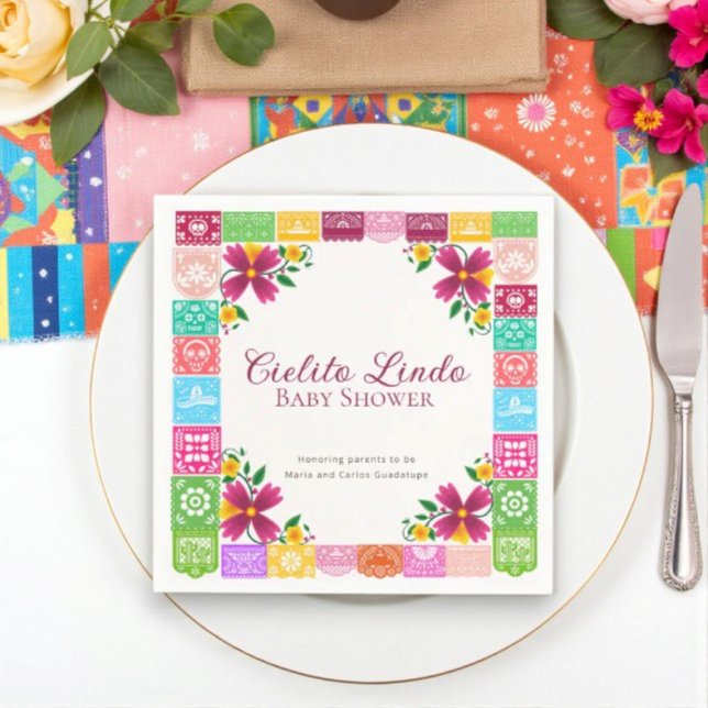 Fiesta Floral Cielito Lindo Baby Shower Napkins Serviette (Von Creator hochgeladen)