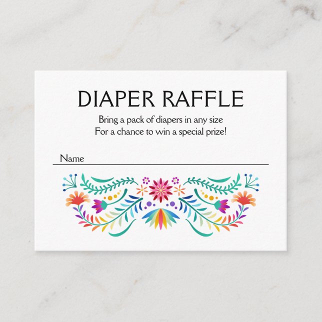 Fiesta Floral Diaper Raffle Baby Dusche Begleitkarte (Vorderseite)