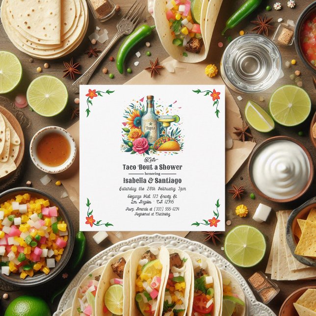 Fiesta Floral Let's Taco "über eine Dusche für ein Einladung (Fiesta Floral Let's Taco 'bout a Couple's Shower Invitation)