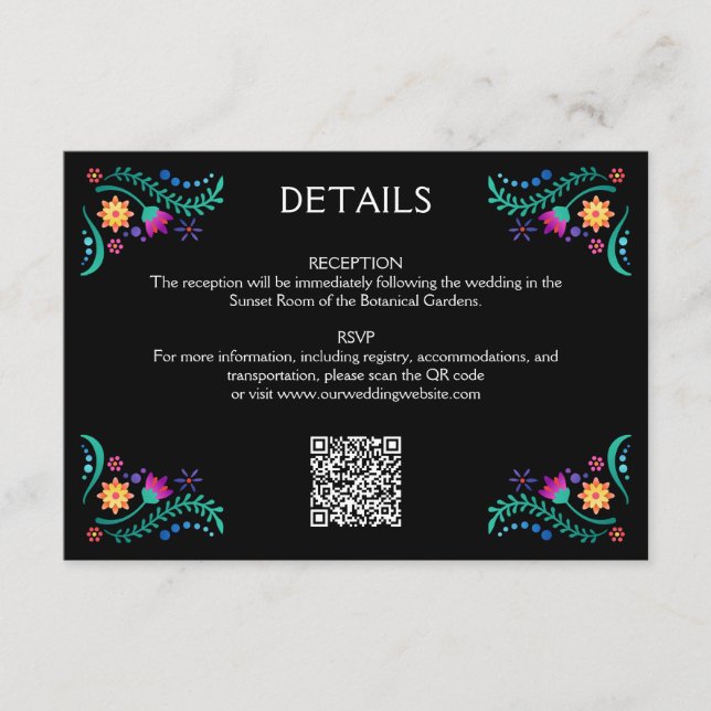 Fiesta Floral Wedding QR Details Begleitkarte (Vorderseite)