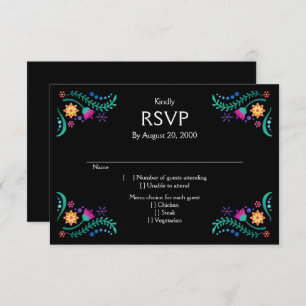 Fiesta Floral Wedding Quinceañera UAWG RSVP Karte