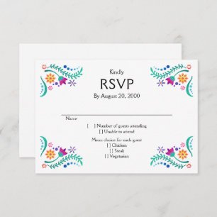 Fiesta Floral Wedding Quinceañera UAWG RSVP Karte