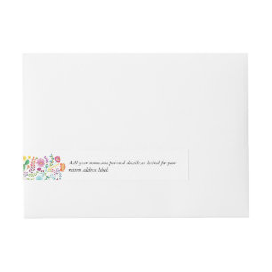 Fiesta Folk Art Floral Llama Wedding individuell a Rundum-Adressaufkleber