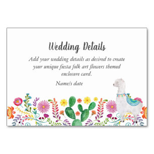 Fiesta Folk Art Floral Llama Wedding individuell a Tischnummer