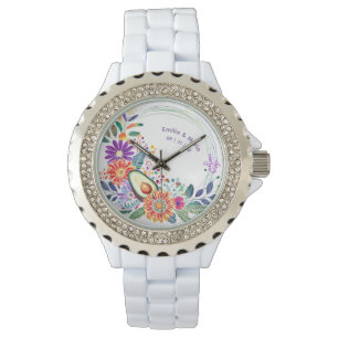 FIESTA Folkart Blume Avocado Custom Armbanduhr