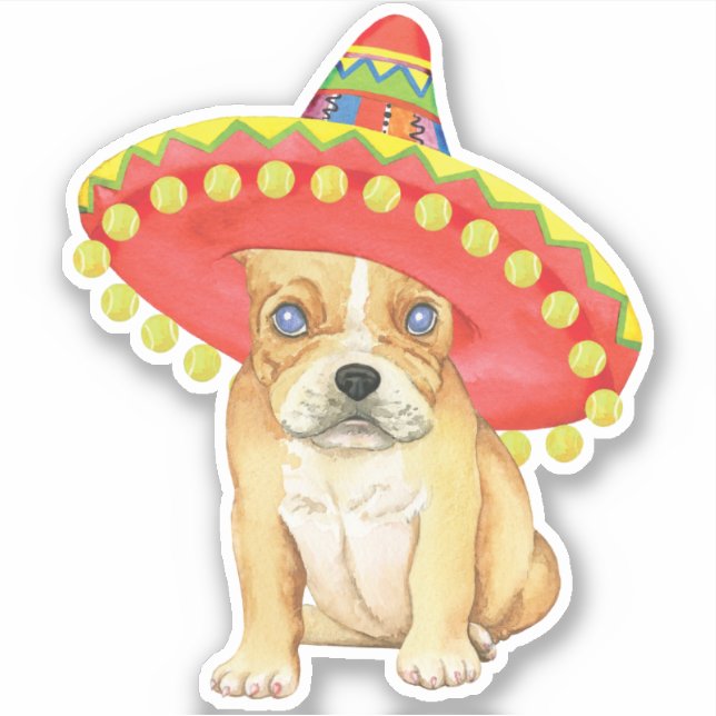 Fiesta French Bulldog Vinyl Sticker (Vorderseite)