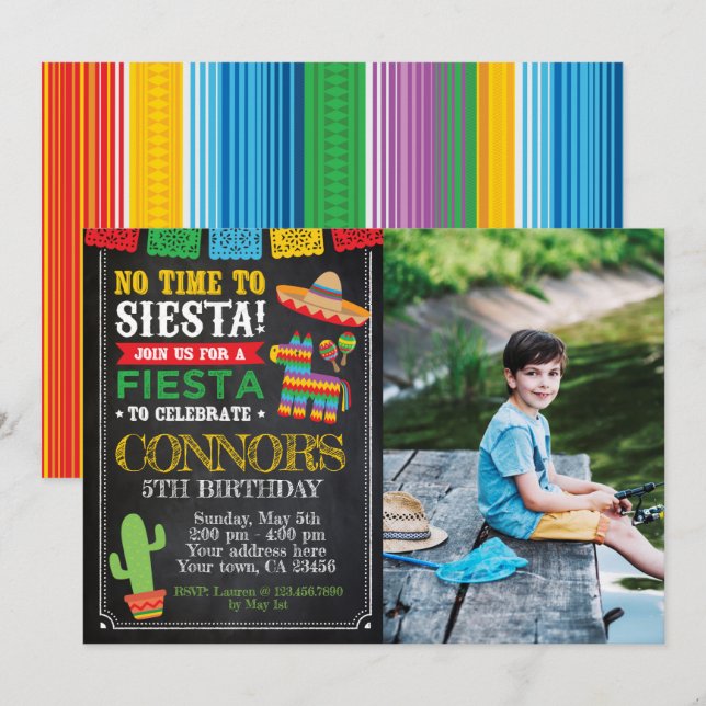 Fiesta, Geburtstag Cinco Des Mayo Einladung (Vorne/Hinten)