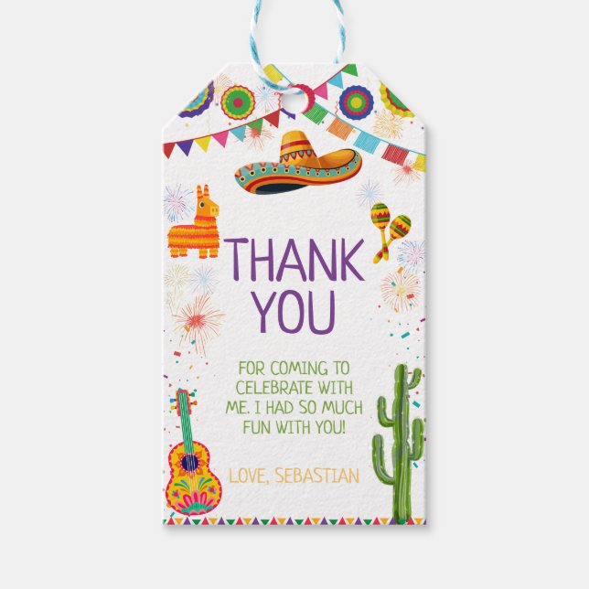 Fiesta Geburtstags Dankeschön Geschenkanhänger (Vorderseite)