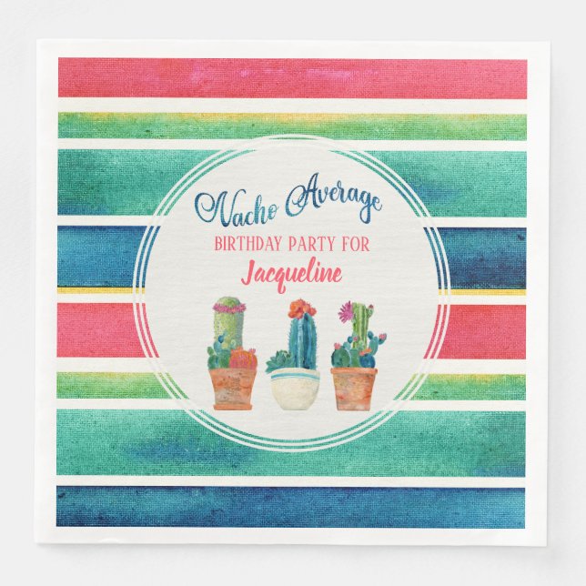 Fiesta Geburtstagsparty Nacho Average Cactus Pots Serviette (Vorderseite)