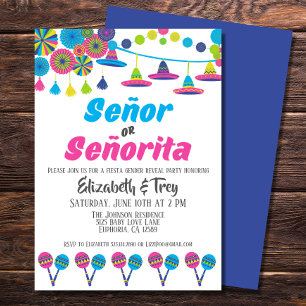 Fiesta Gender Reveal Señor oder Señorita Einladung
