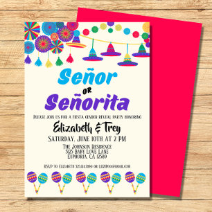 Fiesta Gender Reveal Señor oder Señorita Einladung