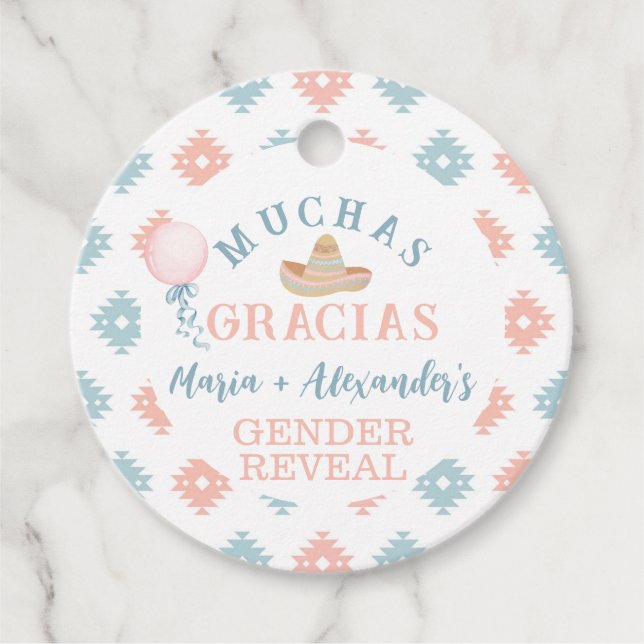 Fiesta Gender Reveal Vielen Dank Geschenkanhänger (Vorderseite)