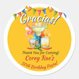 Fiesta "Gracias" 50th Birthday Thank You Custom Runder Aufkleber