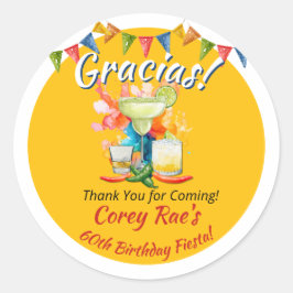 Fiesta "Gracias" 60th Birthday Thank You Custom  Runder Aufkleber