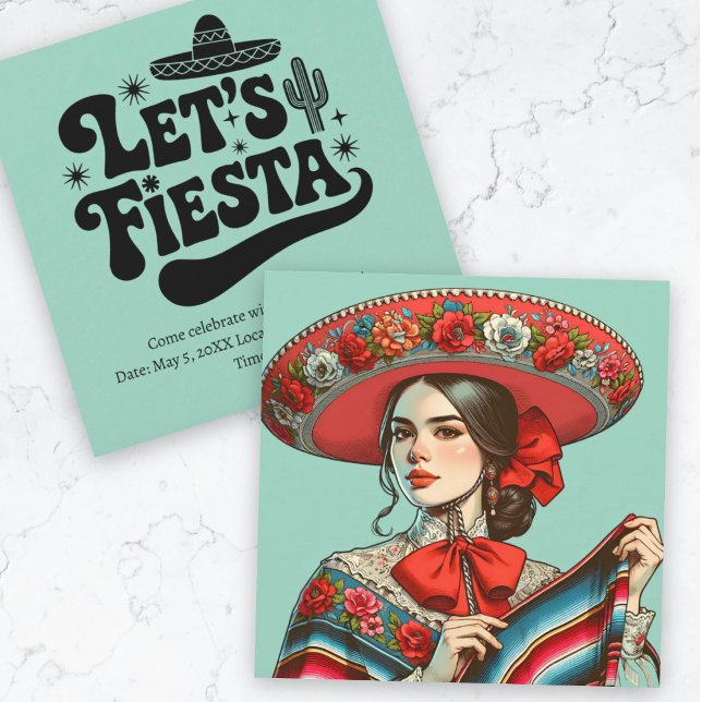 Fiesta Groovy Festive Sombrero Einladung (Let's Fiesta Groovy Festive Sombrero Invitation.)