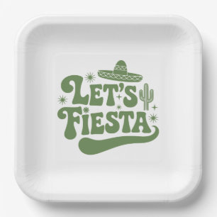 Fiesta Groovy Sombrero Cacti feierlich Pappteller
