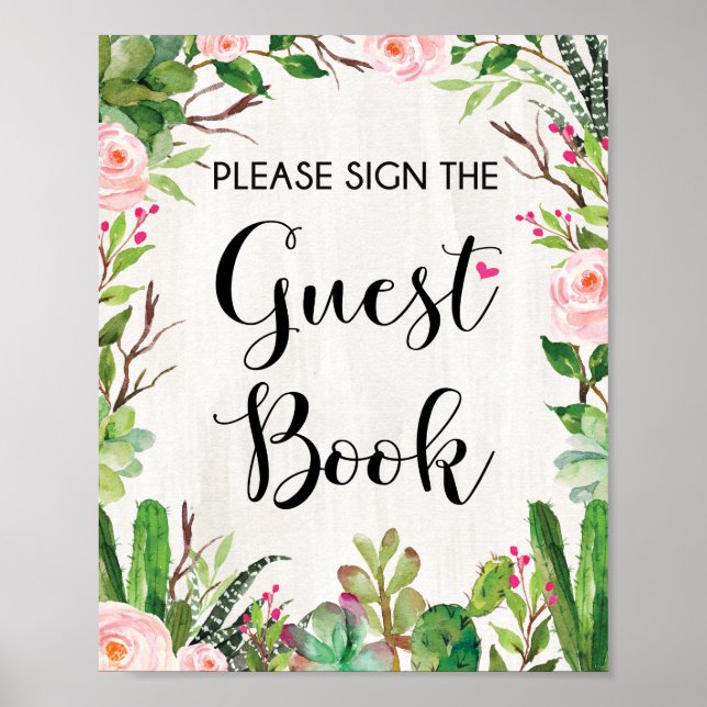 Fiesta Guest Book Sign Baby Dusche Brautparty Poster (Vorne)