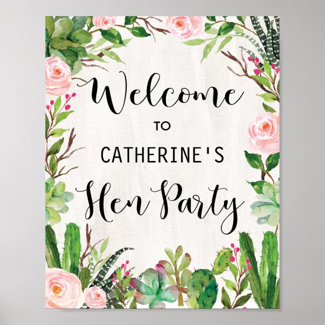 Fiesta Hen Party Hens Night Welcome Poster Cactus (Vorne)