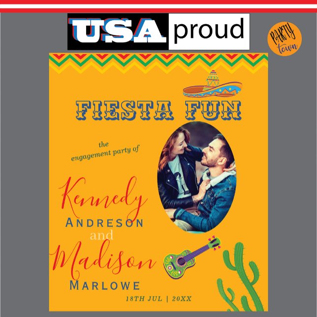 Fiesta in Mexico Engagement Party Foto Tapesta Wandteppich (couple shower)